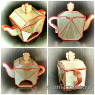 Декоративный чайник «Геометрия». Изделия из соломки